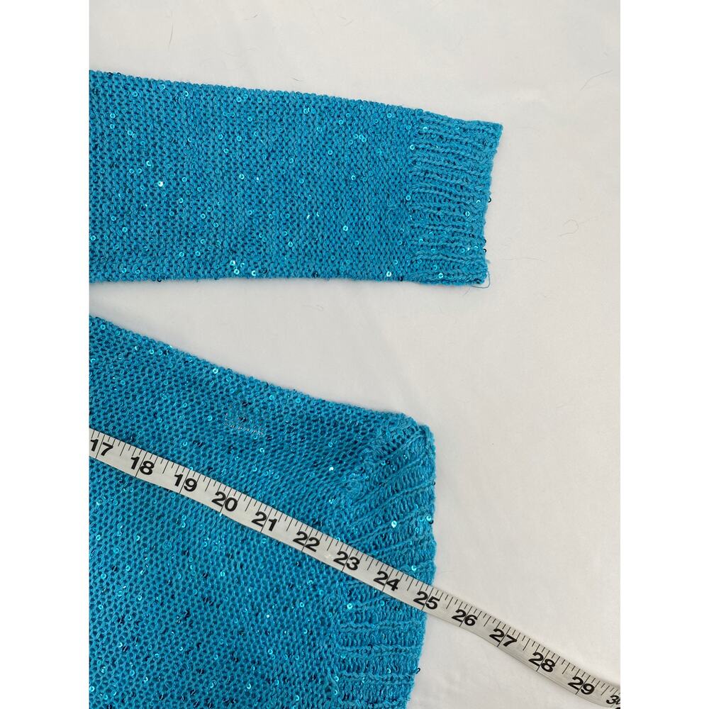C-Mode Scoop Neck Pullover MSequin Knit Sweater Blue Size Small - Picture 8 of 8